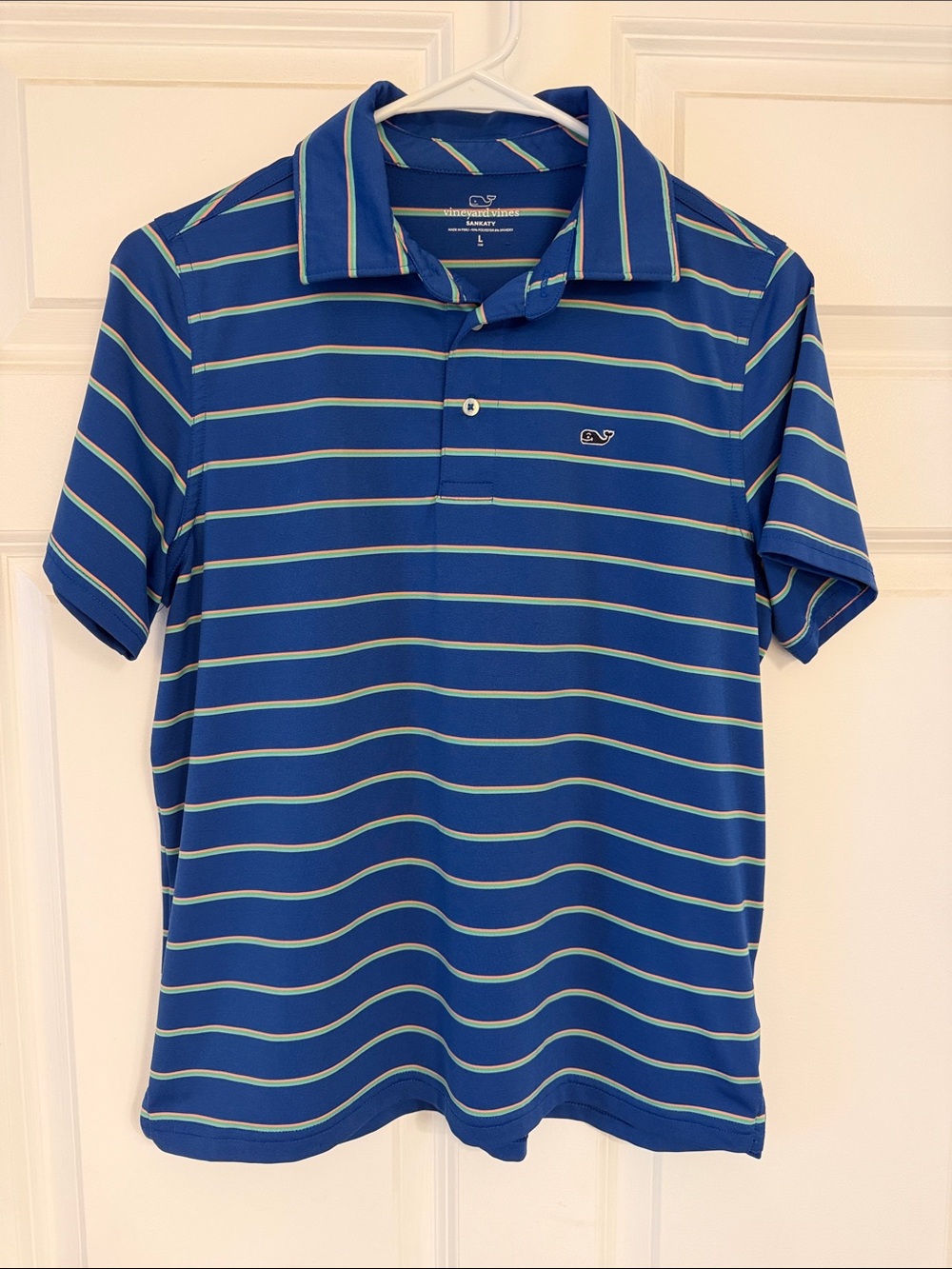 Vineyard Vines Royal Blue Polo with stripes kids large (16)